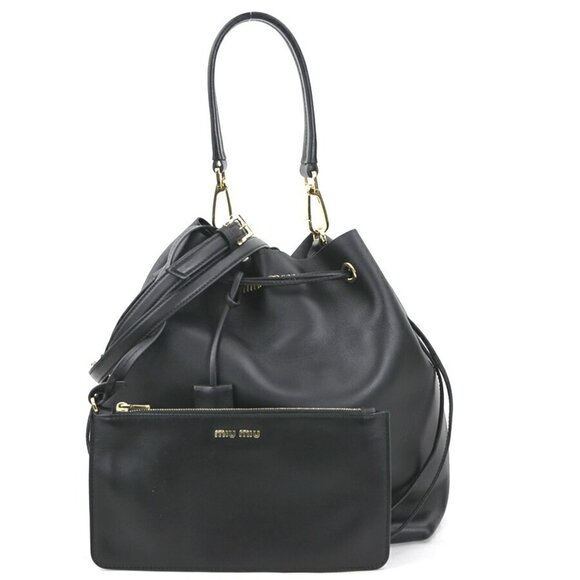 MIU MIU Black Leather Shoulder Bag - Picture 1 of 5